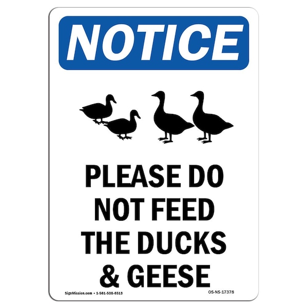 Safety Sign, OSHA Notice, 5" Height, Please Do Not Feed Sign With Symbol, Portrait, 10PK